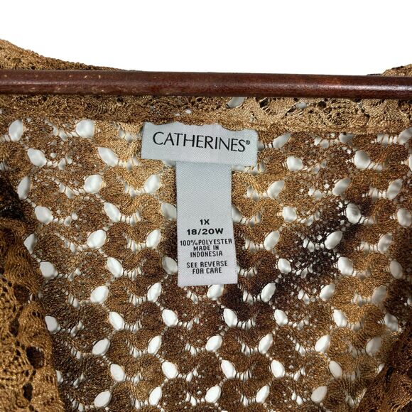 Catherine’s Brown Bronze Knit Swimsuit Cover Women’s 1X 18/20W - Picture 2 of 3